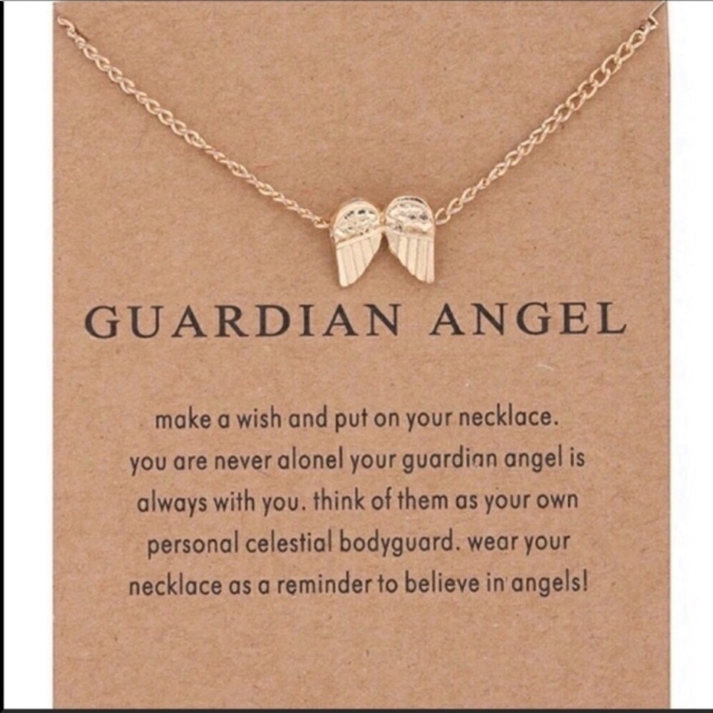Guardian angel gold wing necklace on a gift card - Picture 1 of 2